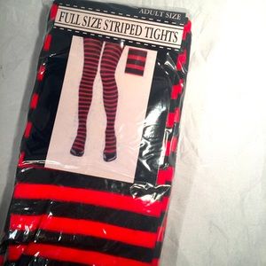 Red and black striped tights‎